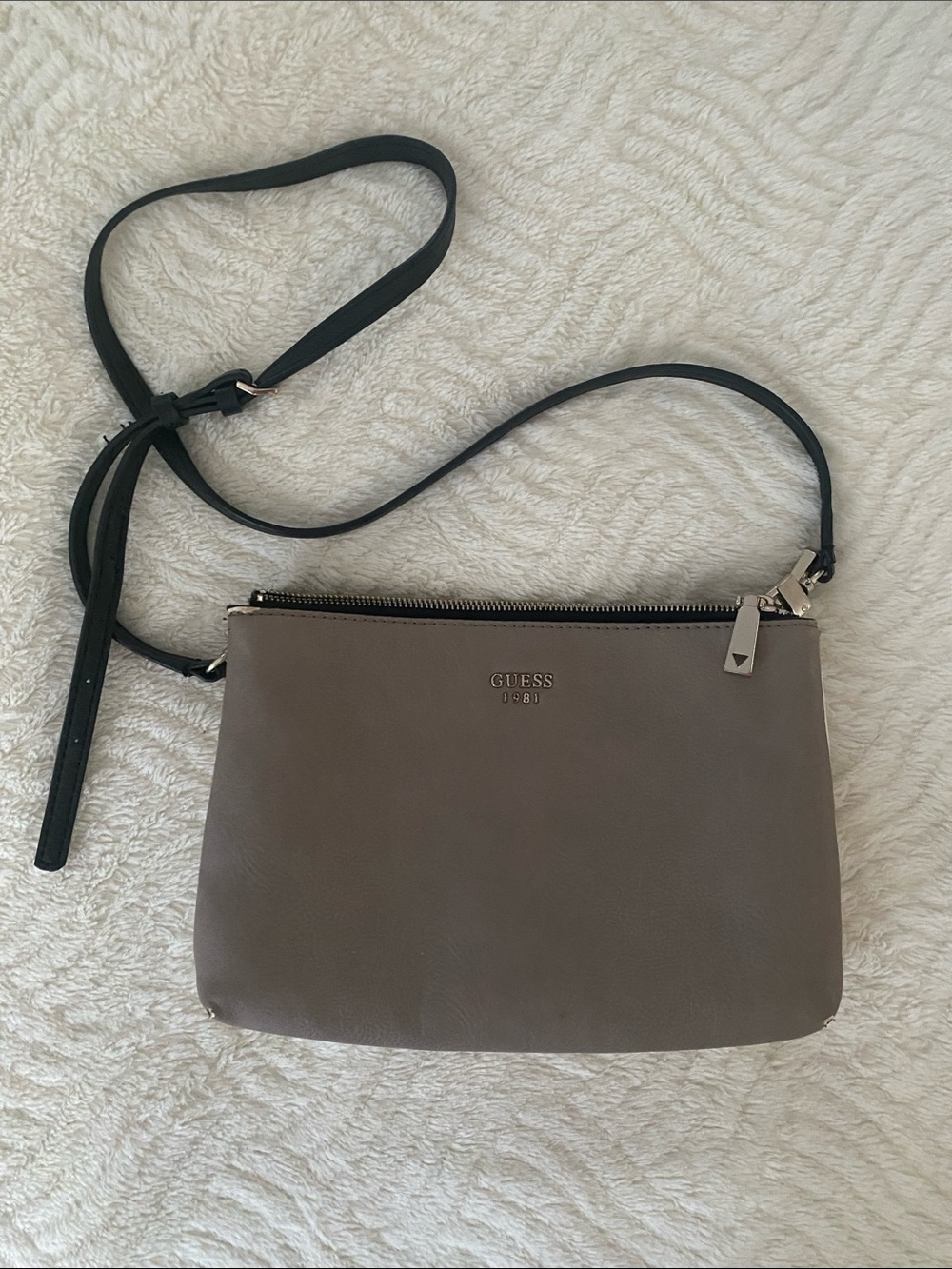 GUESS Taupe Crossbody with Black Adjustable Strap